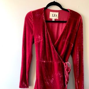 Red Velvet Wrap Mini Dress